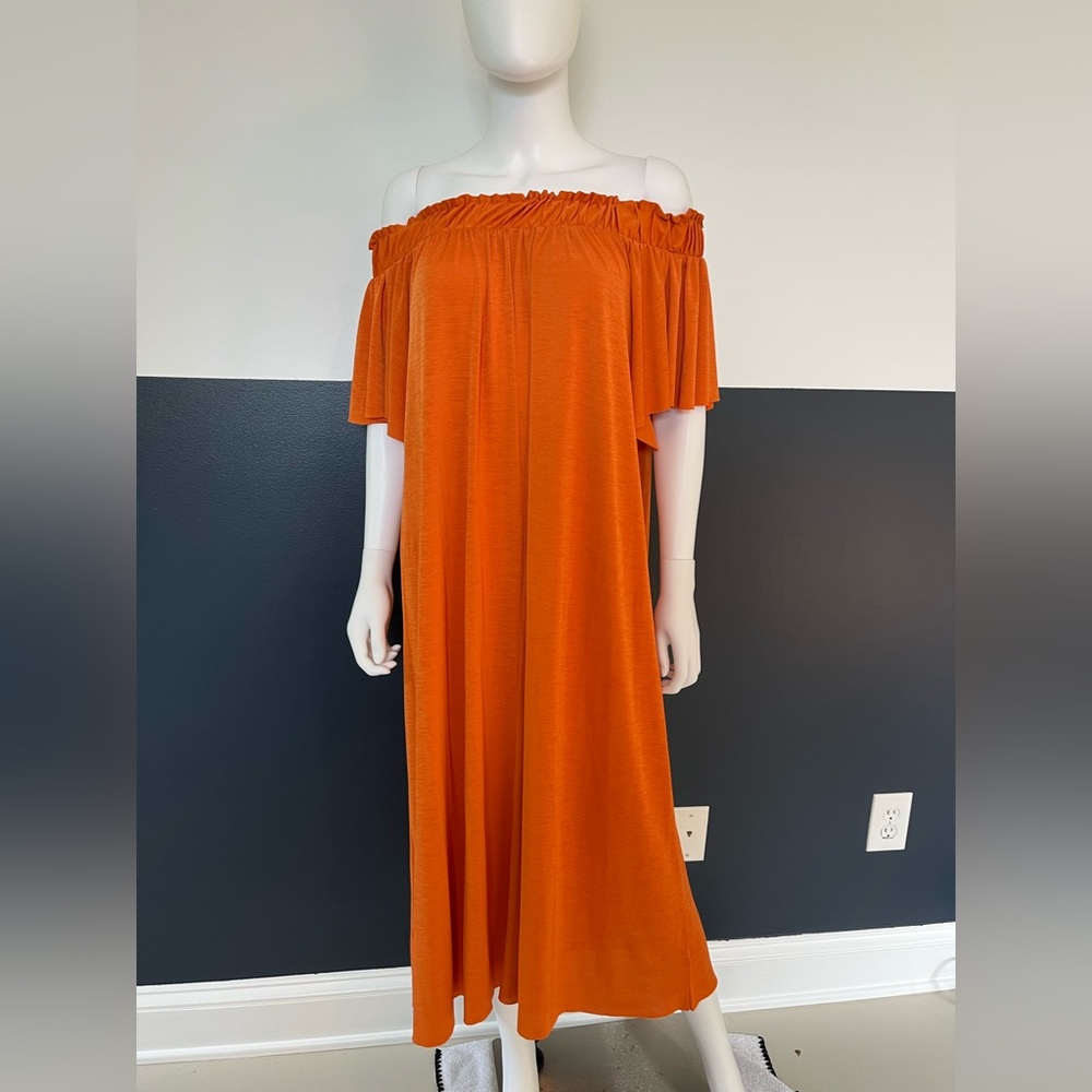 Orange off shoulder summer dress
